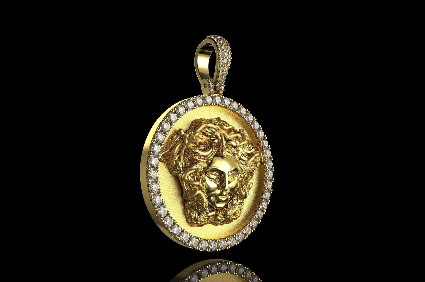 pendente medusa dea grecia argento oro 18kt design made in italy donna unisex alta gioielleria