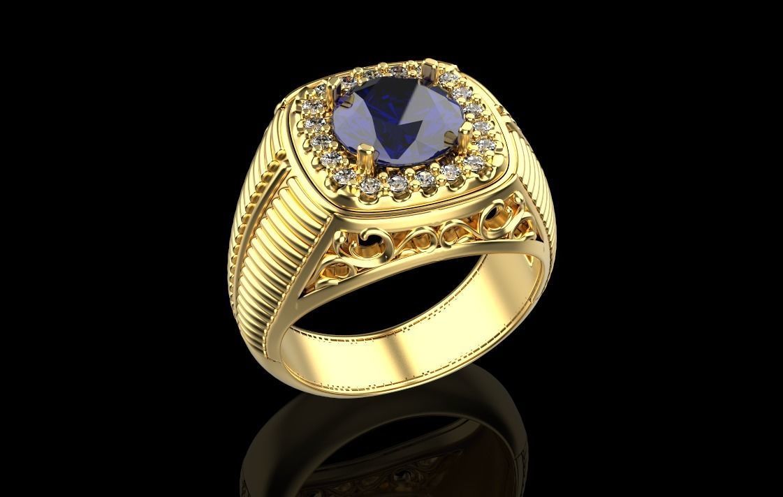 anello oro 18kt zaffiro e diamanti uomo prezioso luminoso made in italy arte gioiello eterno