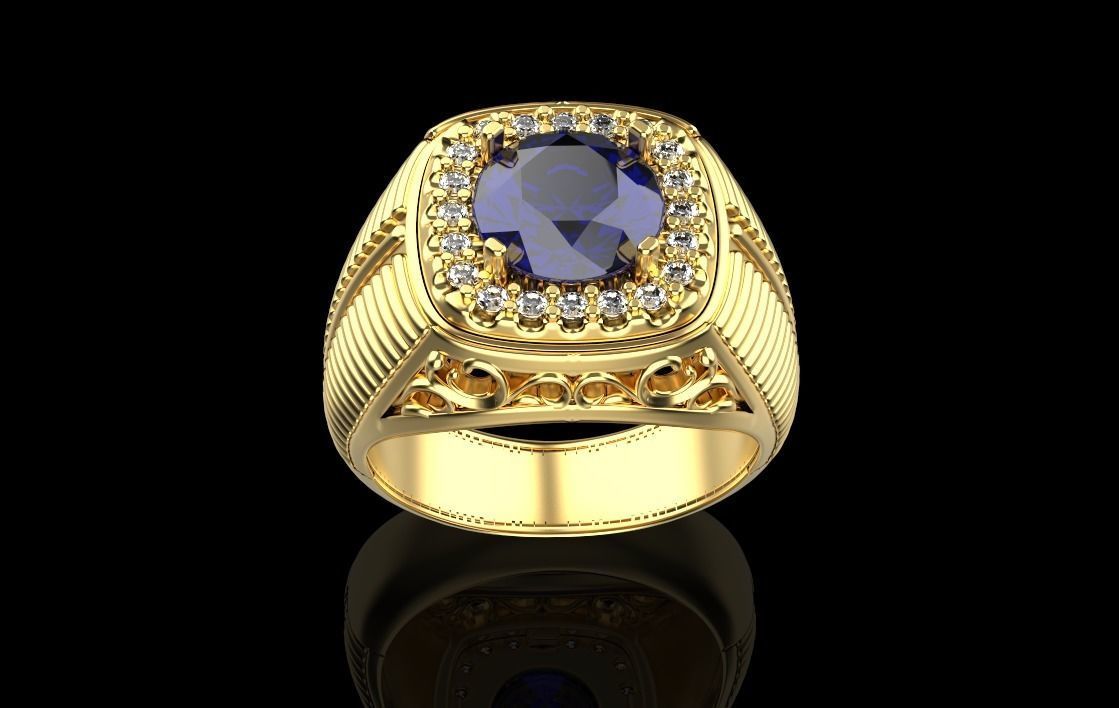 anello oro 18kt zaffiro e diamanti uomo prezioso luminoso made in italy arte gioiello eterno