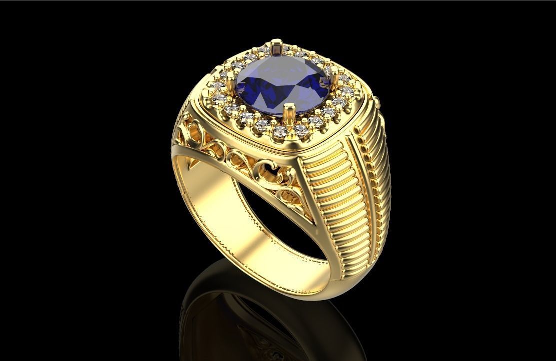 anello oro 18kt zaffiro e diamanti uomo prezioso luminoso made in italy arte gioiello eterno