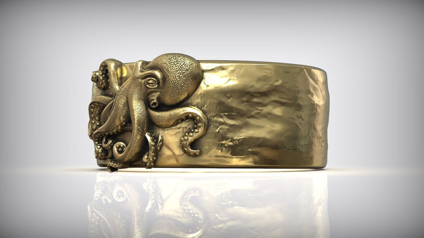 anello octopus mare argento oro 14kt 18kt design made in italy oceano natura mimetismo uomo unisex