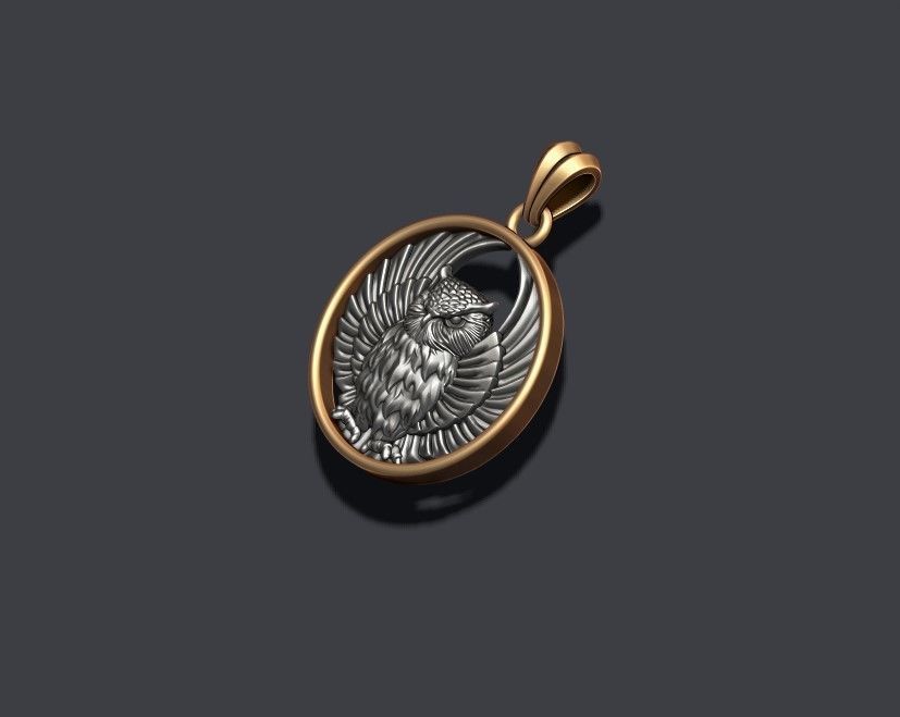 pendente gufo argento oro 14-18kt prezioso fortuna