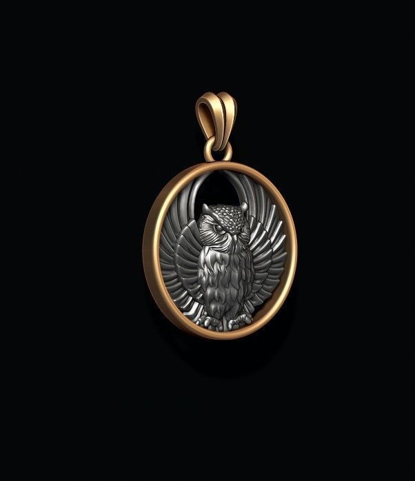 pendente gufo argento oro 14-18kt prezioso fortuna