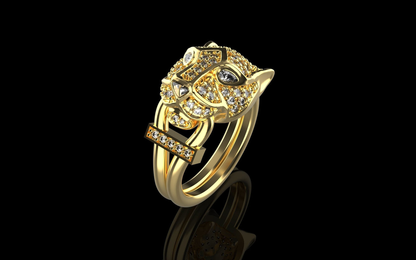 anello panther oro 18kt diamanti design lusso donna regalo fidanzamento fashion luminoso