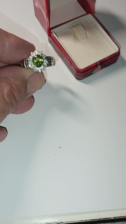 anello oro 18kt argento con peridoto made in italy