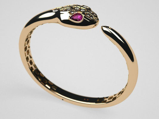 bracciale serpente oro 18kt rubini e diamanti moda fashion animalier donna eleganza luminosita' made in italy