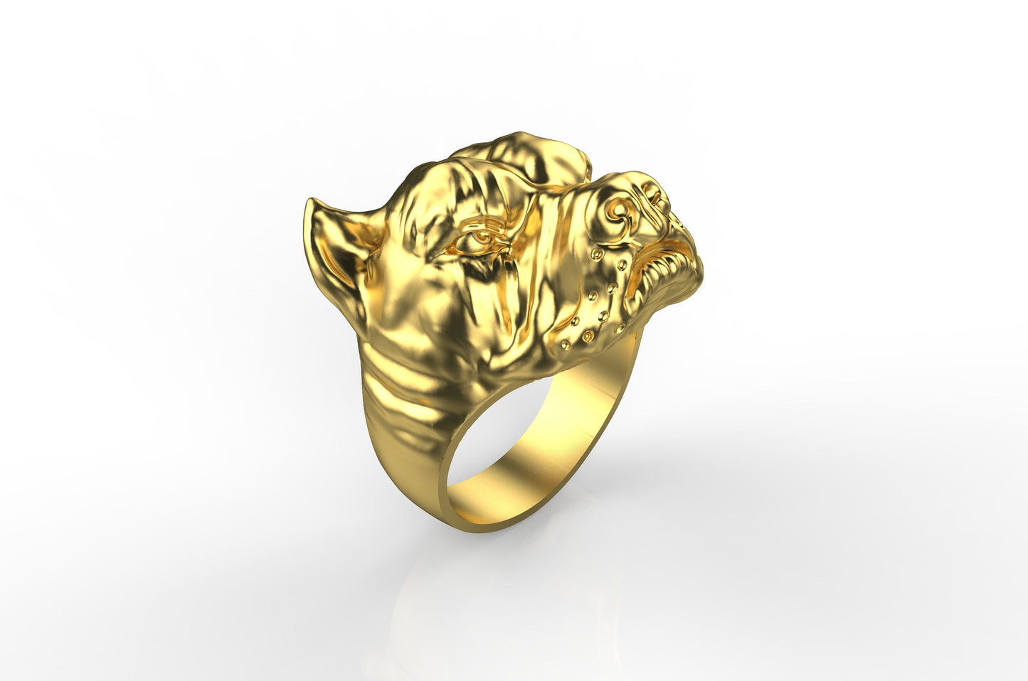 18kt yellow gold ring pitbull dog fashion men animalier gift gift made in italy