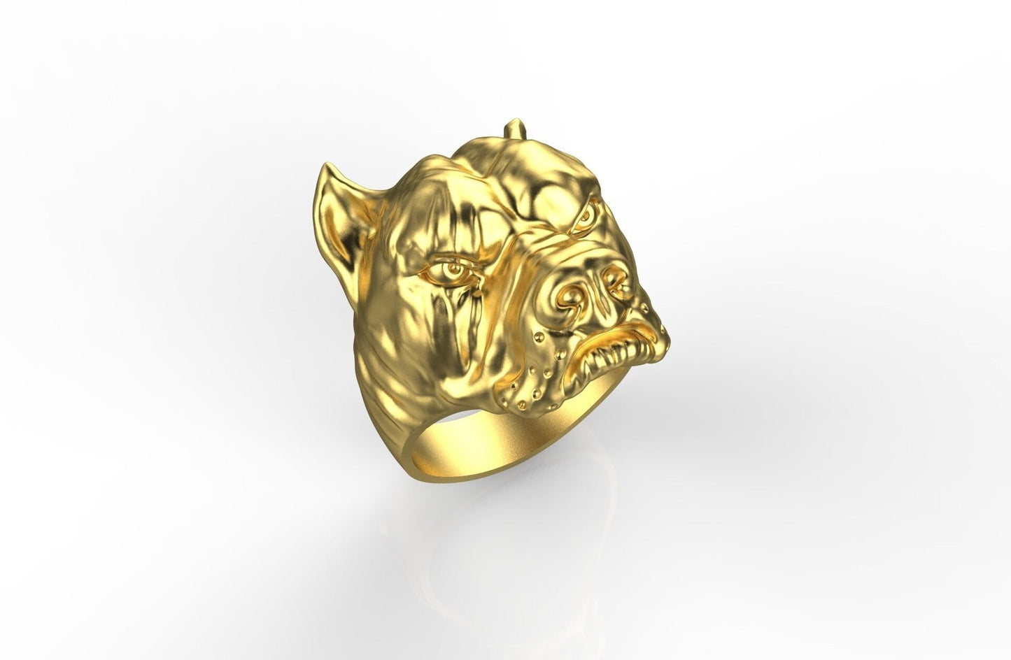 18kt yellow gold ring pitbull dog fashion men animalier gift gift made in italy