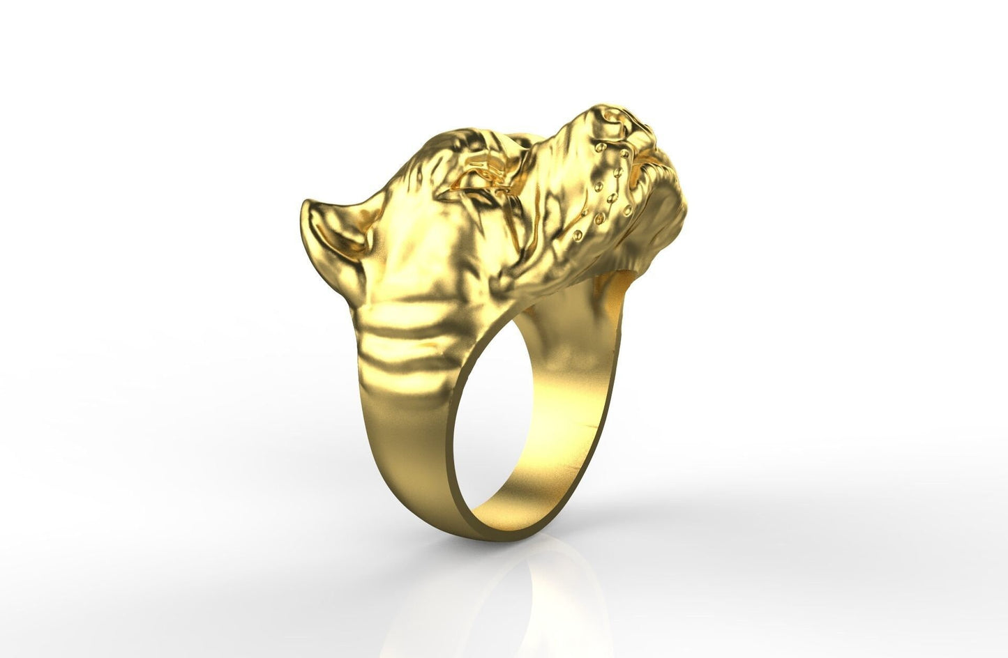 18kt yellow gold ring pitbull dog fashion men animalier gift gift made in italy