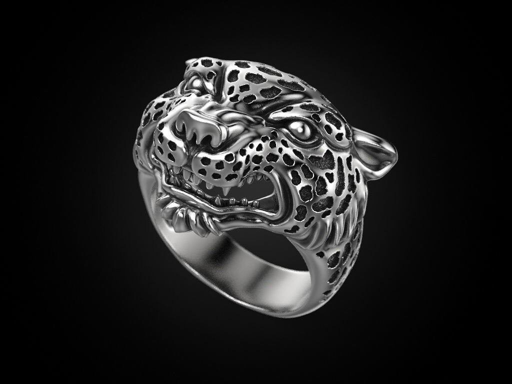 leopard ring silver 14kt gold sculpture fashion men unisex women gift made in italy