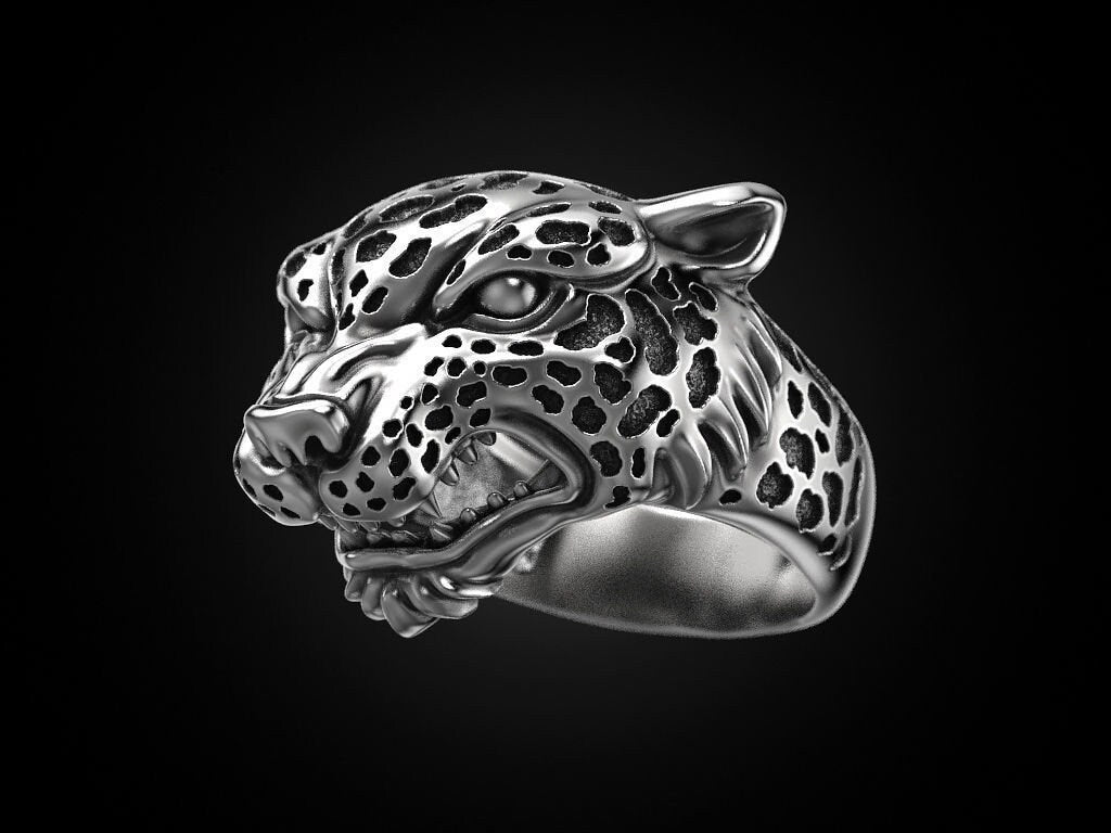 leopard ring silver 14kt gold sculpture fashion men unisex women gift made in italy