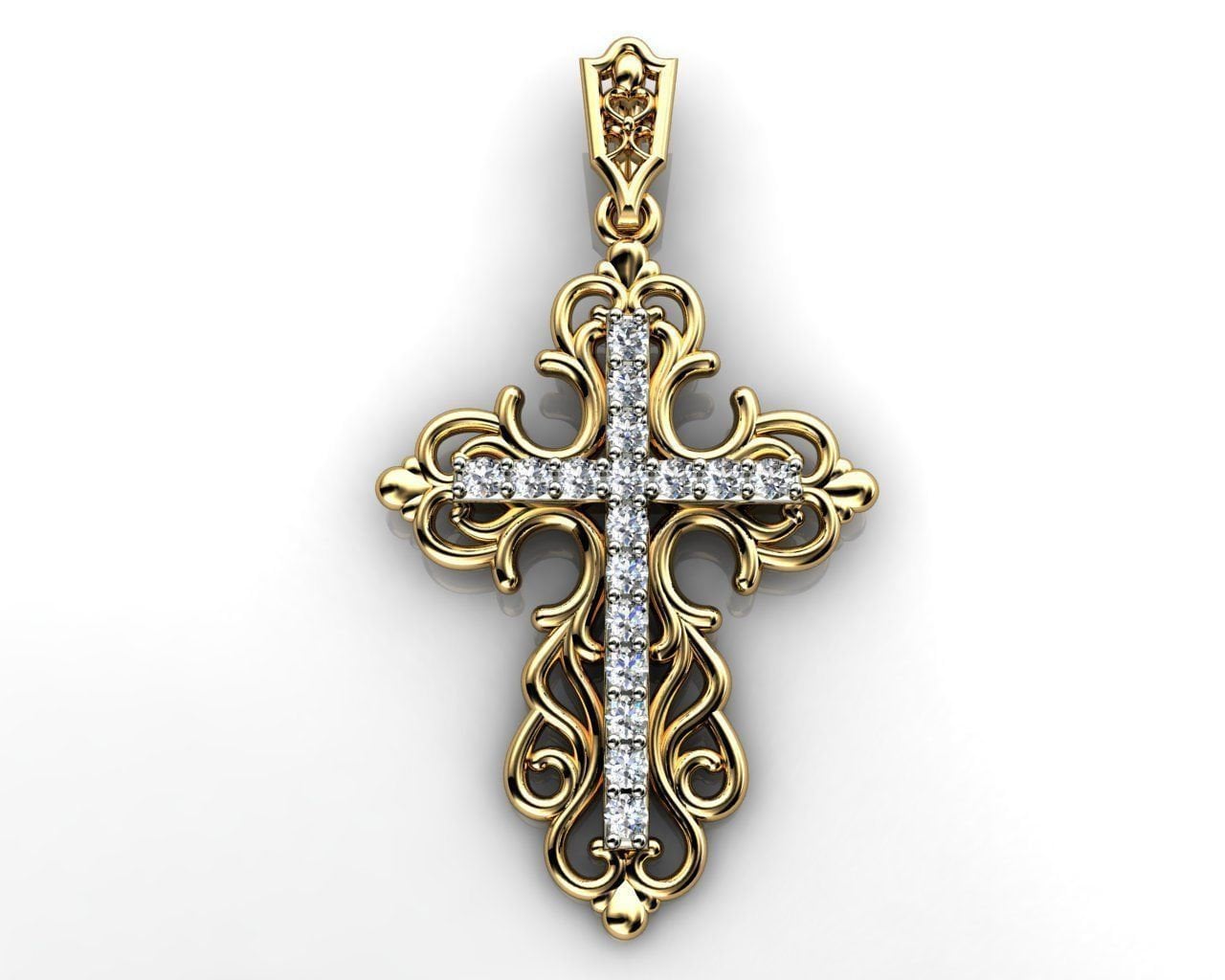 pendant cross pendant jerusalem catholic yellow-white gold 18kt 0.28ct diamonds fashion unisex fashion  woman man gift engagement bride