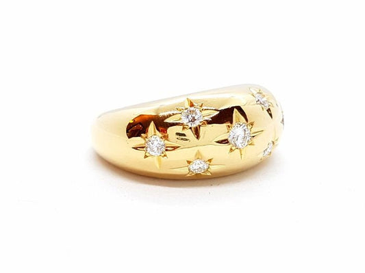 18kt gold band ring natural diamonds fashion woman fashion engagement gift unisex bride made in italy Italian jewel