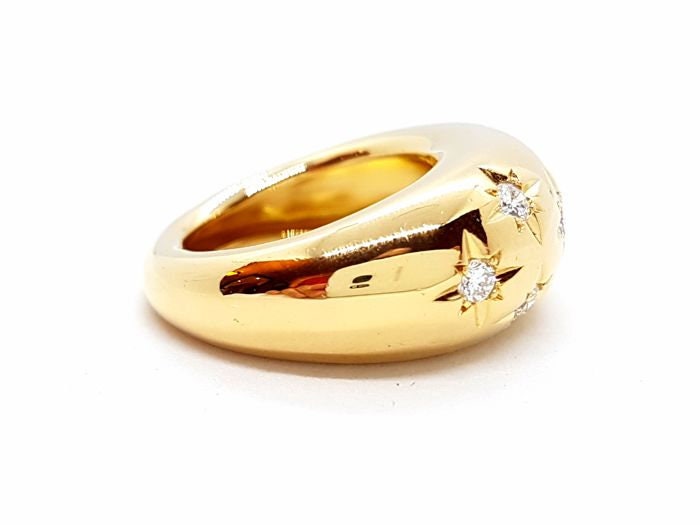 18kt gold band ring natural diamonds fashion woman fashion engagement gift unisex bride made in italy Italian jewel