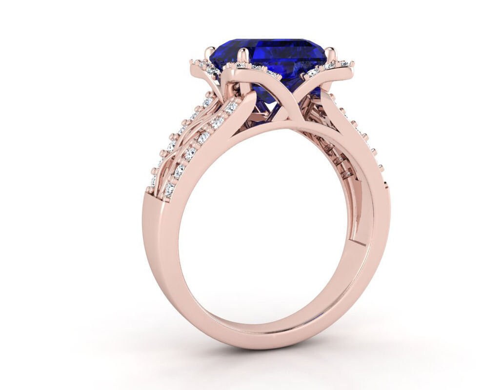 ring in 18kt  gold - sapphire diamonds gift woman elegant engagement wedding made in italy