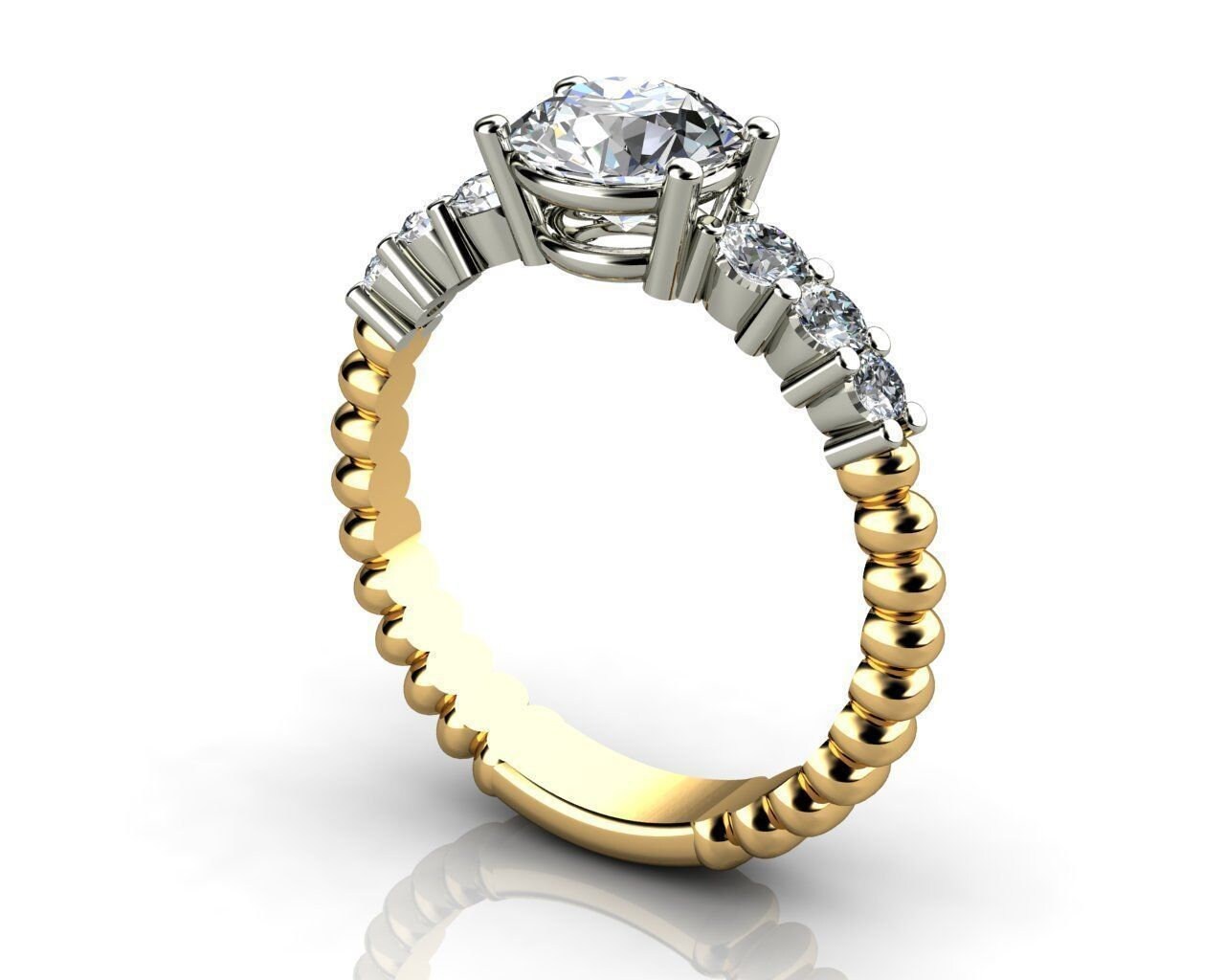 ring in yellow gold - white 18kt diamonds lab - natural diamonds - engagement gift made in italy handmade bride