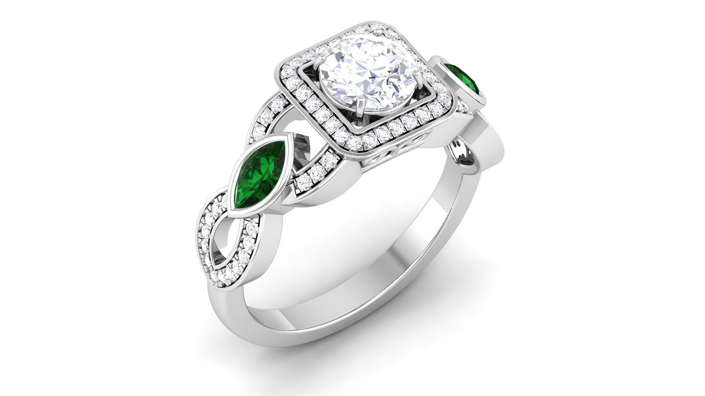 18kt white gold ring made in italy emerald ruby diamonds fashion fashion handmade woman girl anniversary engagement