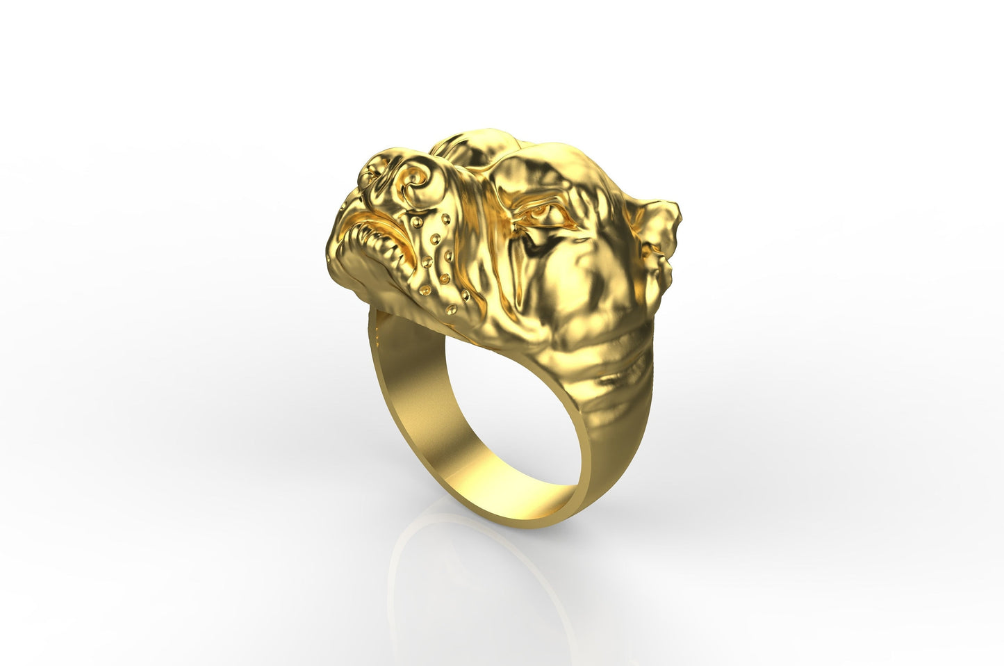 18kt yellow gold ring pitbull dog fashion men animalier gift gift made in italy