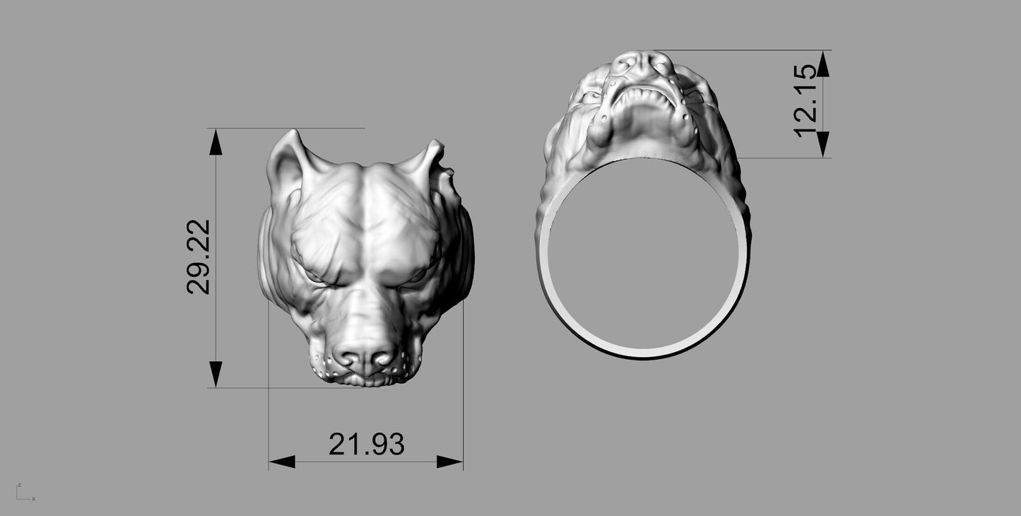 18kt yellow gold ring pitbull dog fashion men animalier gift gift made in italy