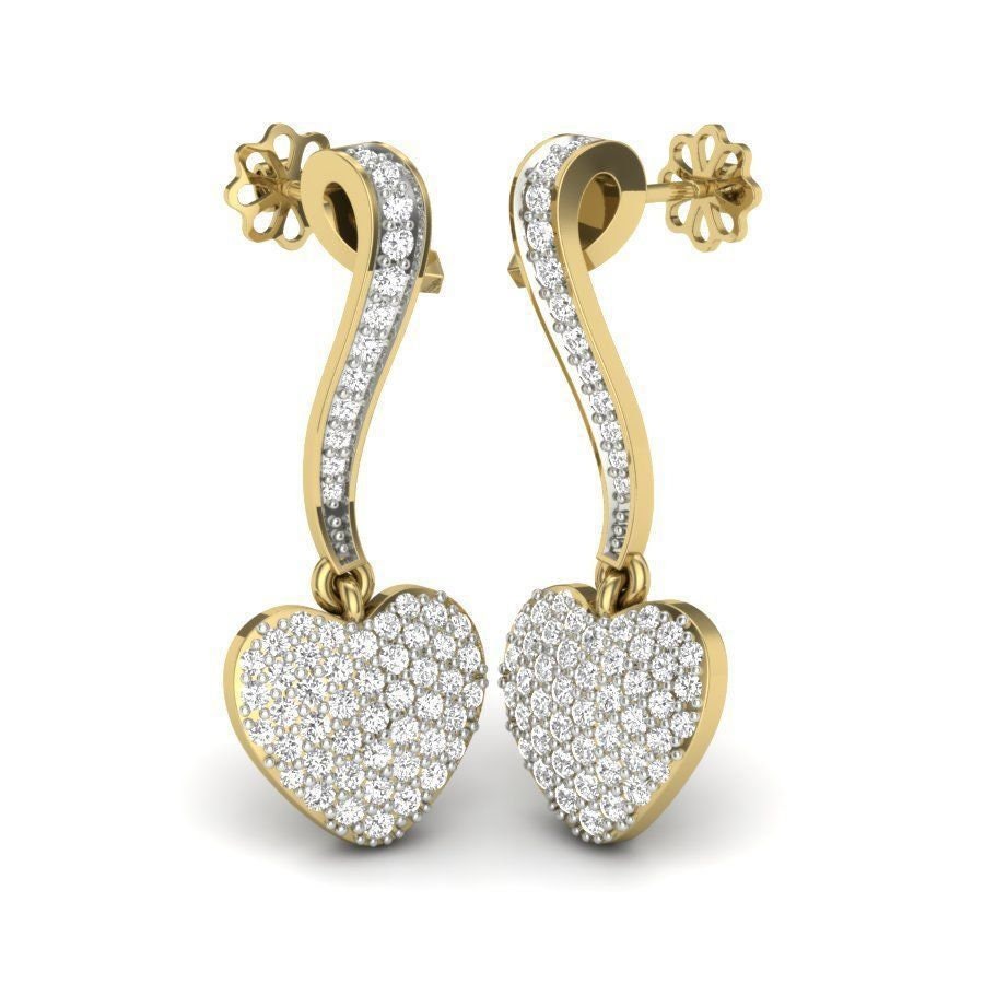 earrings in 18kt gold heart diamonds gift engagement bride made in italy hand made precious