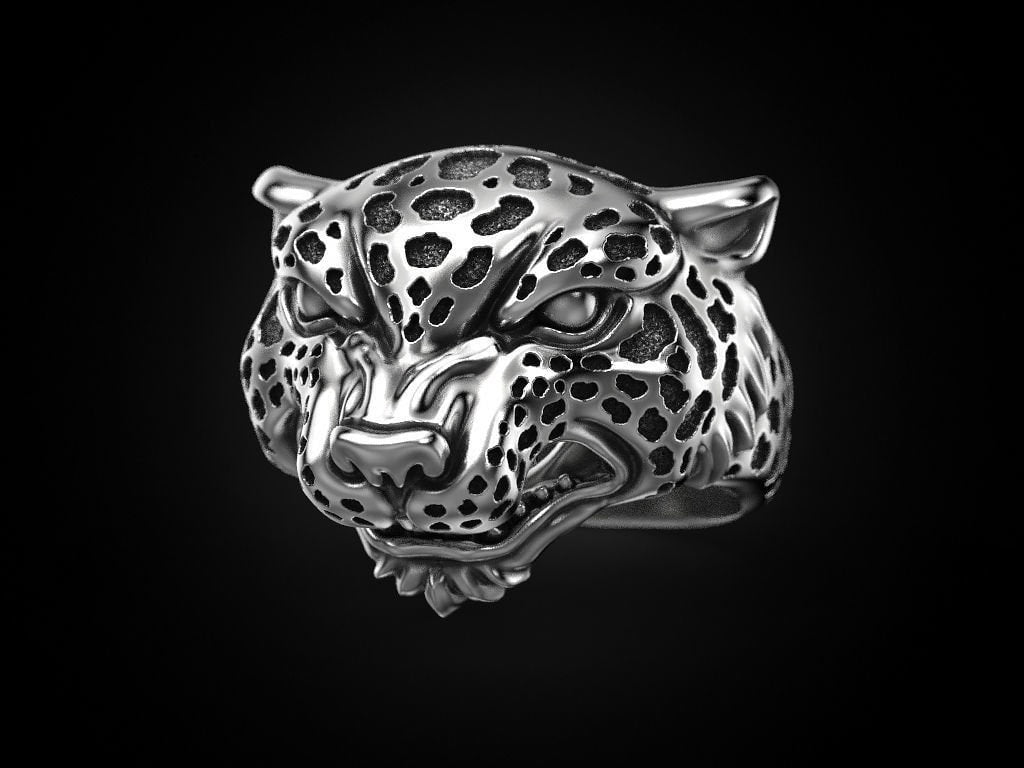 leopard ring silver 14kt gold sculpture fashion men unisex women gift made in italy