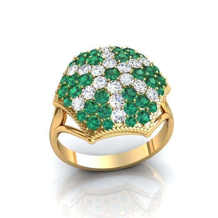 18kt white gold ring diamonds design made in italy emeralds woman engagement gift bride handmade