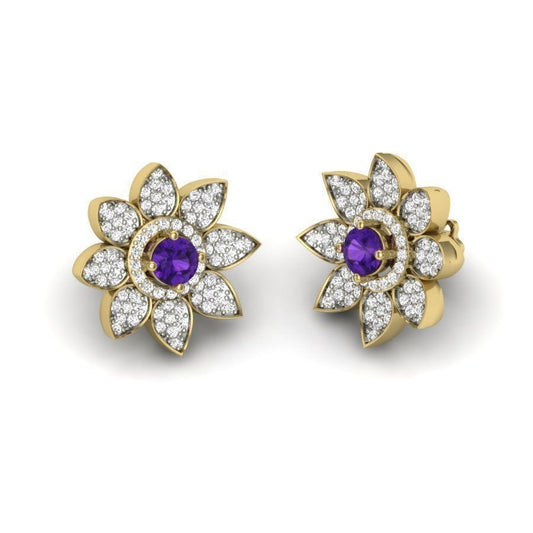 yellow 18kt white gold earrings made in italyregalo woman bride engagement hand made amethyst diamonds anniversary