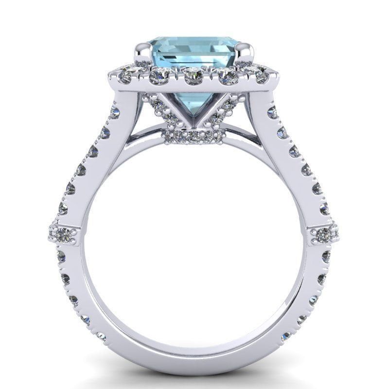 18 kt gold ring aquamarine diamonds engagement gift bride birthday made in italy precious glamorous fashion