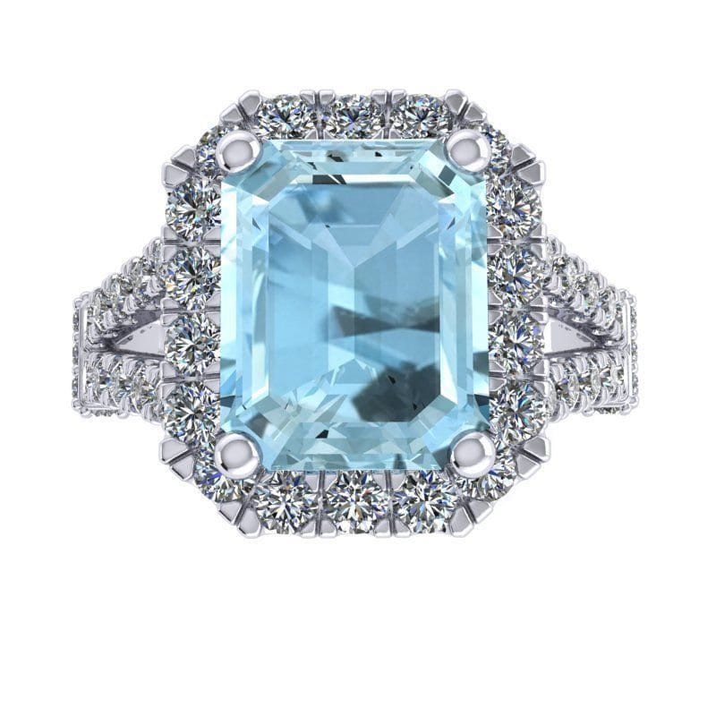 18 kt gold ring aquamarine diamonds engagement gift bride birthday made in italy precious glamorous fashion