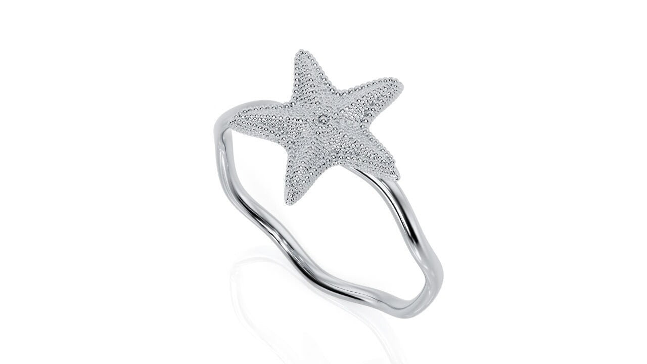 18kt gold ring starfish birthday gift engagement fashion girl glamor made in italy