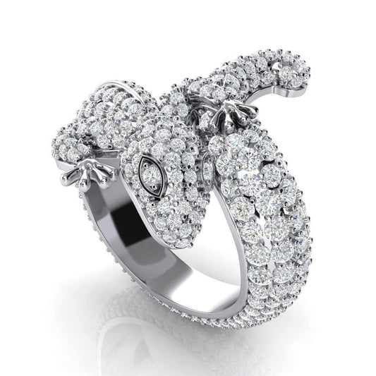 ring gecko moon holder 18kt white gold gift diamonds engagement anniversary glamor woman fashion precious jewelery