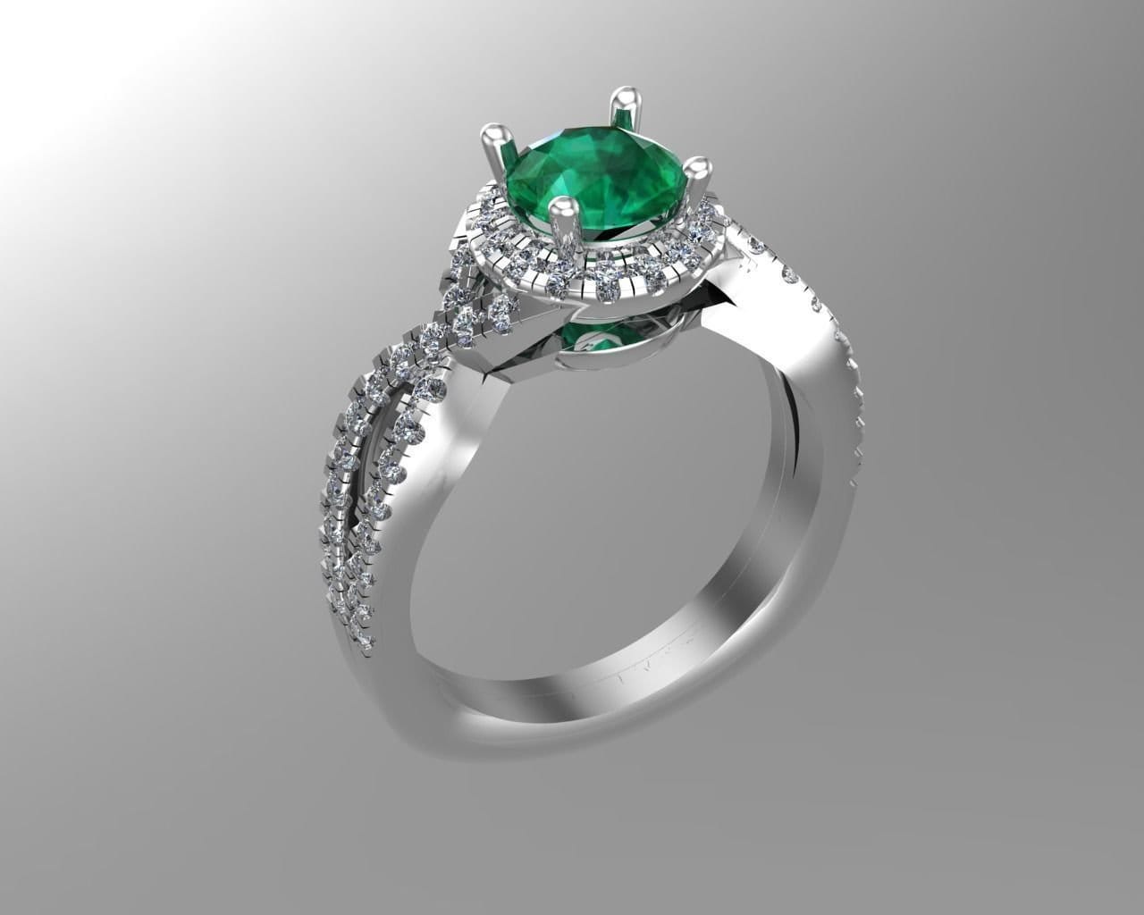 18kt white gold ring emerald ruby diamonds made in italy woman fashion gift luxury hand made precious bride engagement