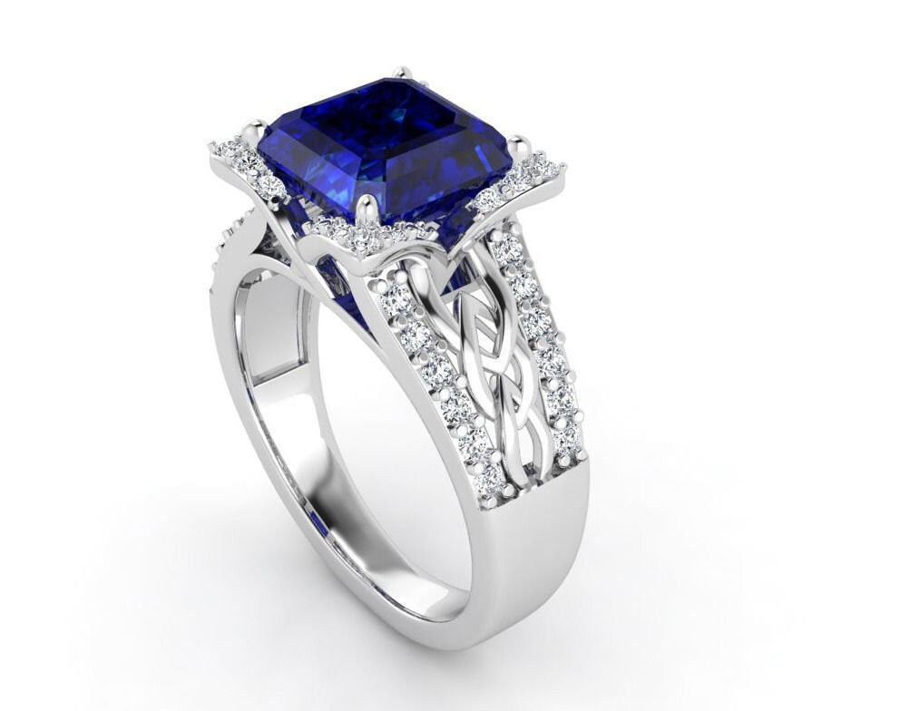 ring in 18kt  gold - sapphire diamonds gift woman elegant engagement wedding made in italy