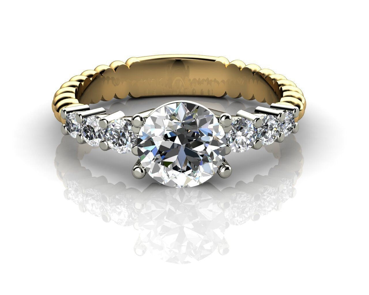 ring in yellow gold - white 18kt diamonds lab - natural diamonds - engagement gift made in italy handmade bride