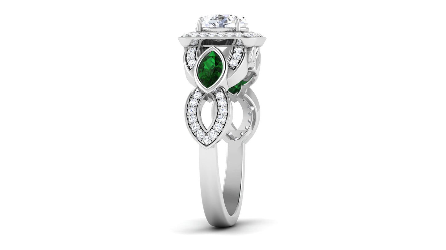 18kt white gold ring made in italy emerald ruby diamonds fashion fashion handmade woman girl anniversary engagement