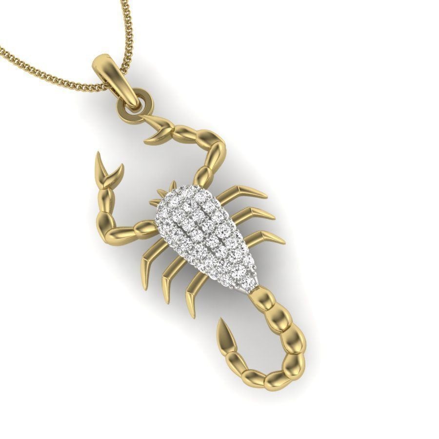 scorpion pendant 18kt gold diamonds gift design made in italy unisex zodiac sign