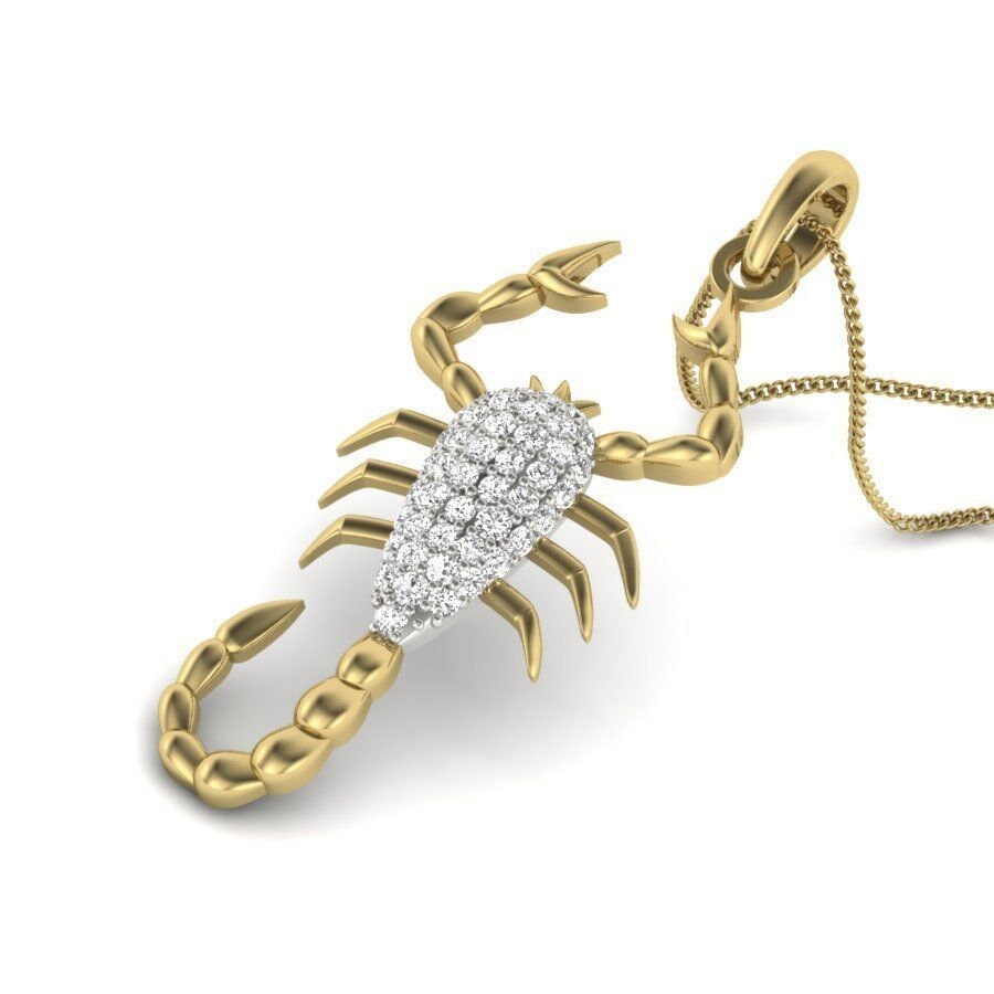 scorpion pendant 18kt gold diamonds gift design made in italy unisex zodiac sign