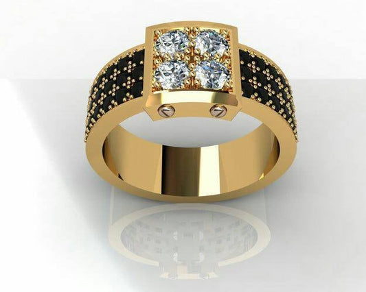 Anello oro 18kt diamanti neri e bianchi made in italy fashion unisex regalo fidanzamento design moda