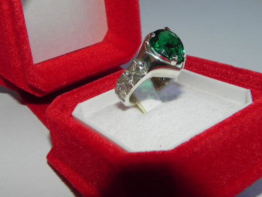 18kt white gold ring emerald lab natural diamonds 1.00ct gift made in italy fashion woman beautiful bride handmade