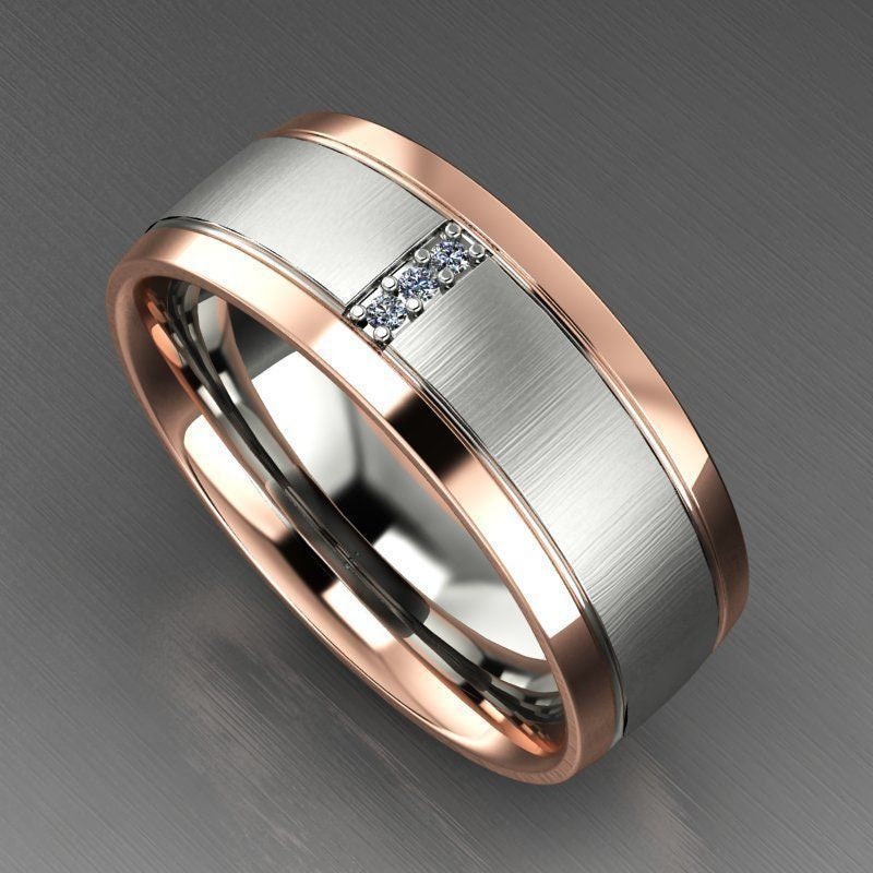 wedding rings gold two-tone 18kt made in italy gift satin glossy bride wedding woman diamonds