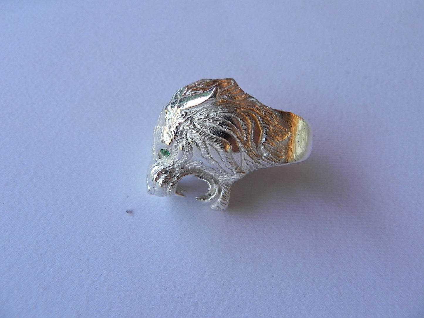 tiger ring sculpture 925 silver emeralds made in italy man unisex gift fashion animalier precious birthday anniversary