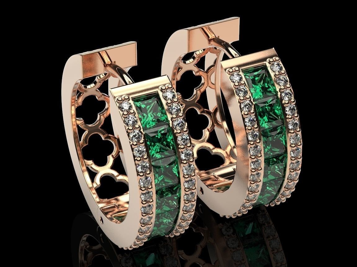 18kt gold earrings white yellow emeralds diamonds precious fashion gift fashion made in italy wedding engagement bride