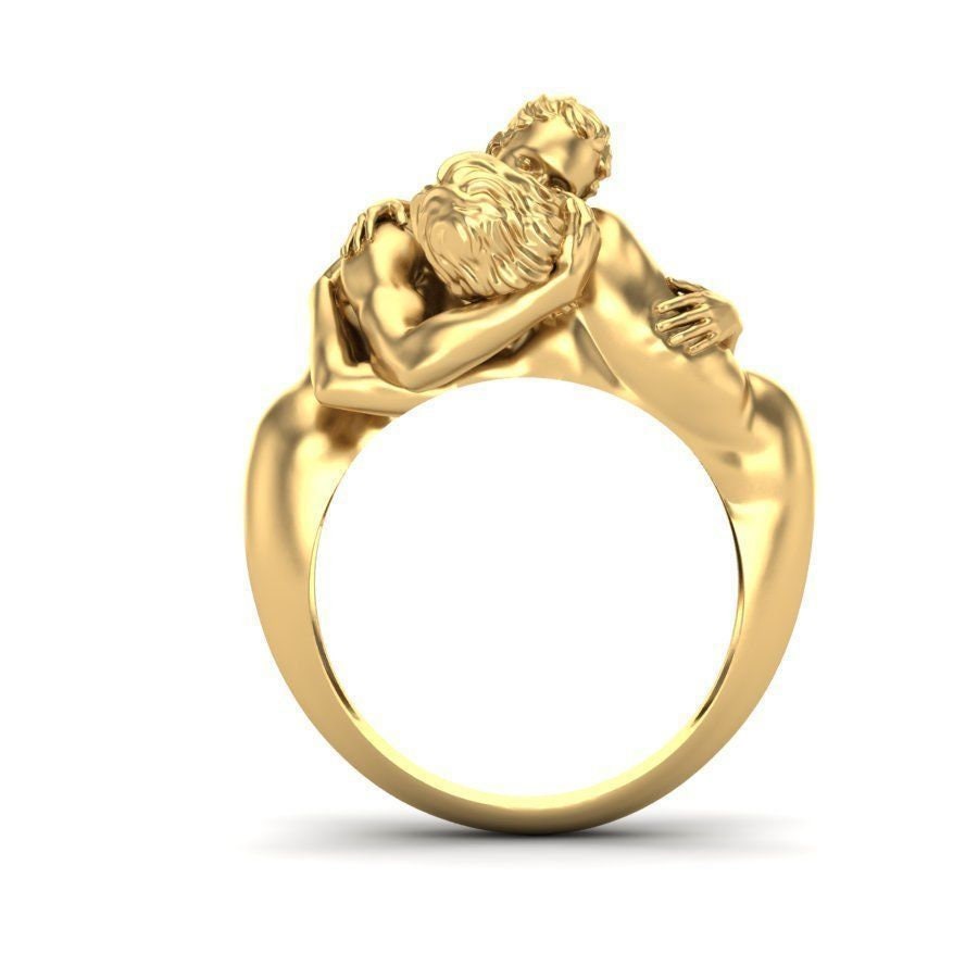 kiss love ring 18kt gold silver engagement bride gift sculpture made in italy unisex woman birthday anniversary wedding