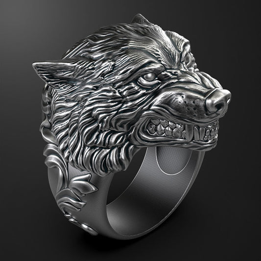 wolf ring in 925 silver gold  18 KT 14 KT unisex man gift animalier forest birthday anniversary made in italy