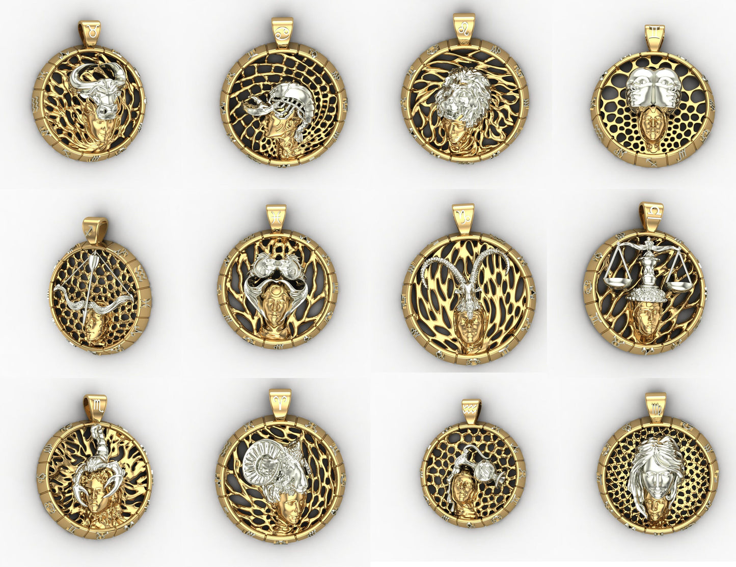 zodiac pendant 18kt gold precious sculpture design made in italy gift symbol fashion fashion man woman unisex birthday