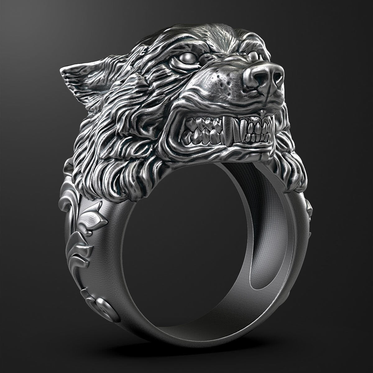 wolf ring in 925 silver gold  18 KT 14 KT unisex man gift animalier forest birthday anniversary made in italy