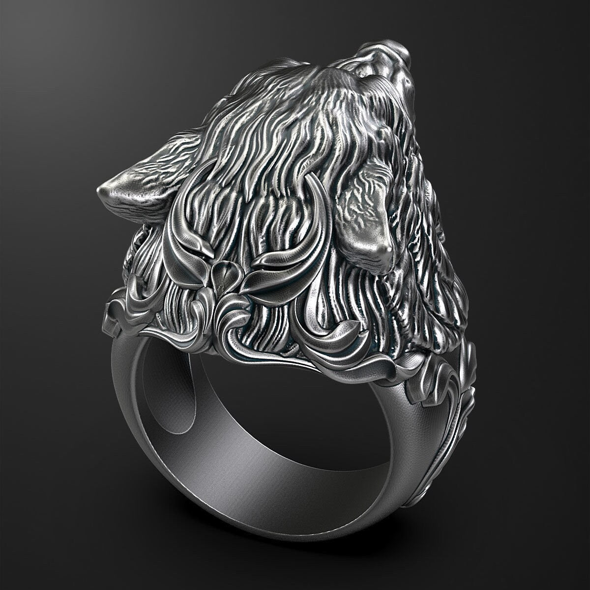 wolf ring in 925 silver gold  18 KT 14 KT unisex man gift animalier forest birthday anniversary made in italy