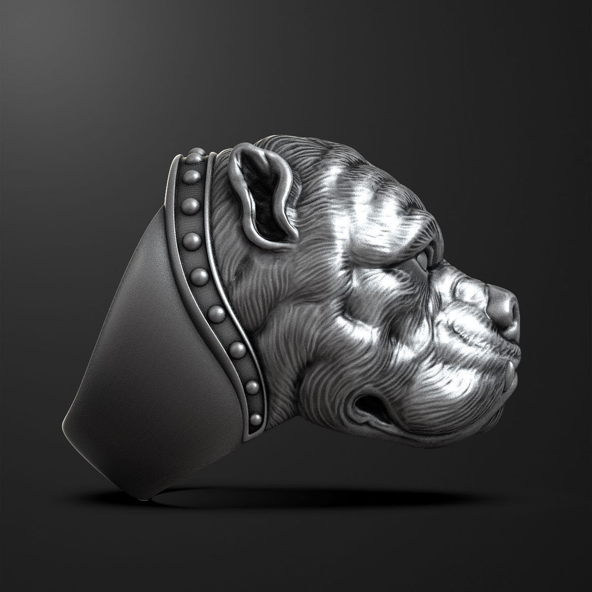 pitbull ring 925 silver 18kt gold man unisex fashion gift fashion made in italy animals precious handmade