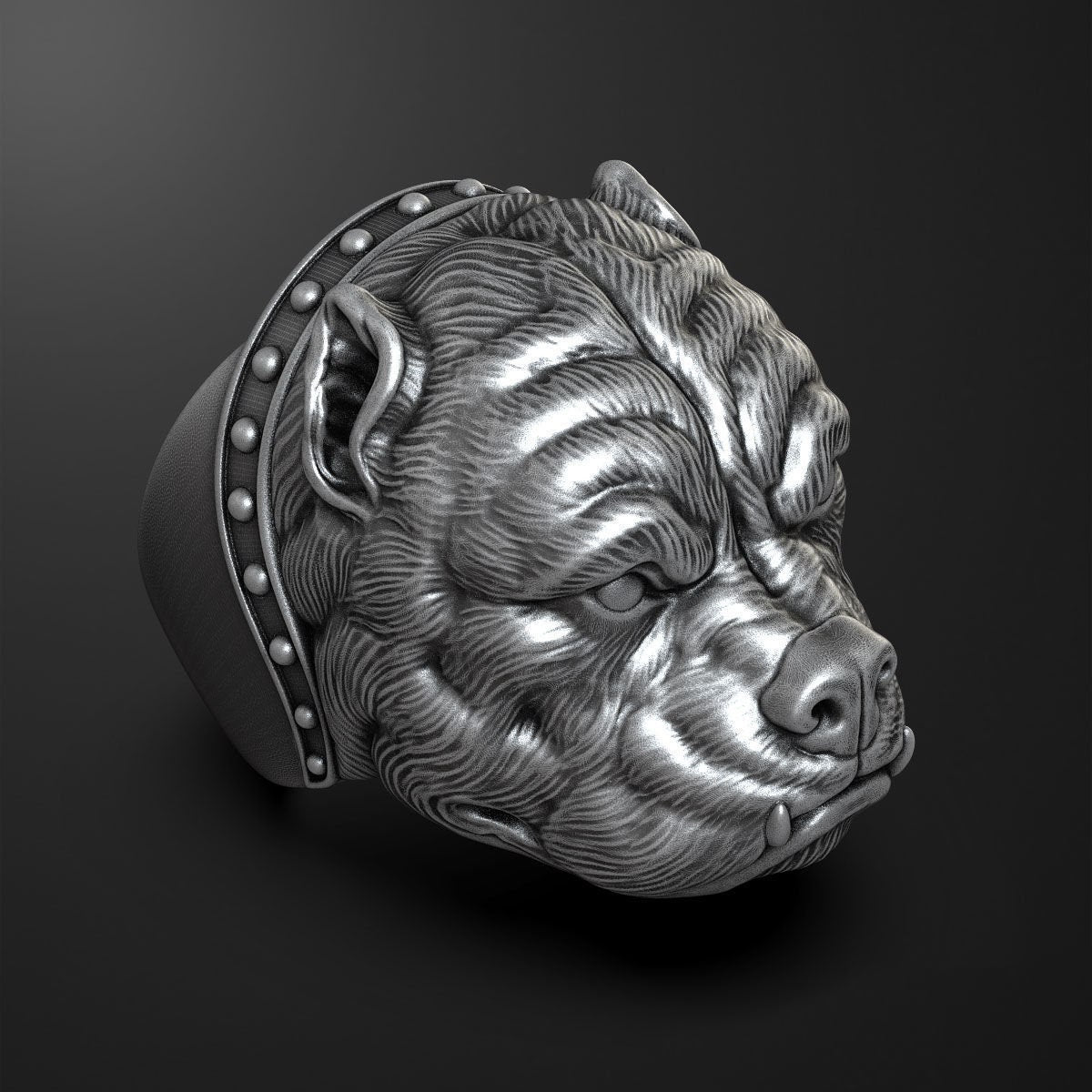 pitbull ring 925 silver 18kt gold man unisex fashion gift fashion made in italy animals precious handmade