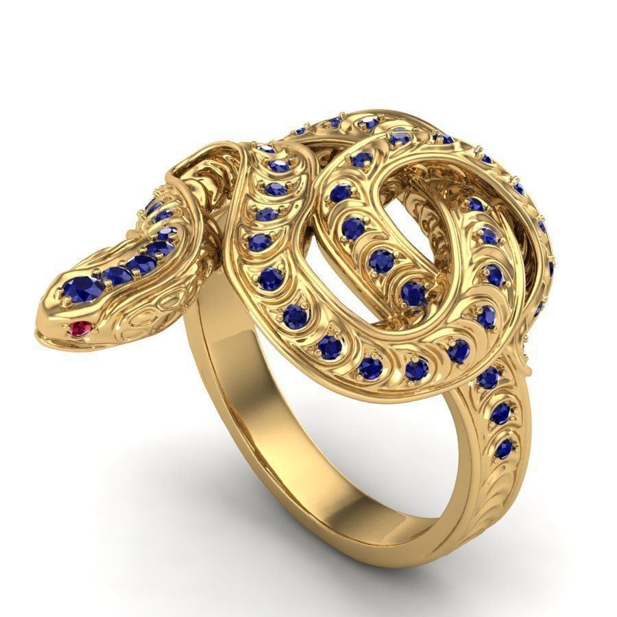 snake ring 18kt gold silver sapphires rubies gift woman fashion made in italy girl